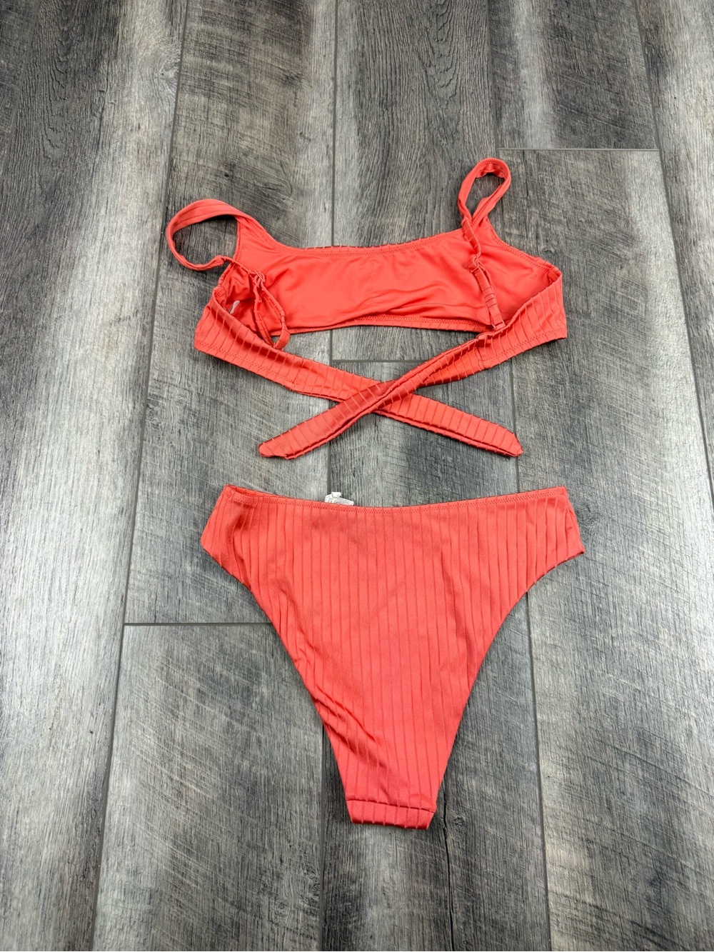 Aerie Coral Ribbed Bikini Set - Picture 6 of 10